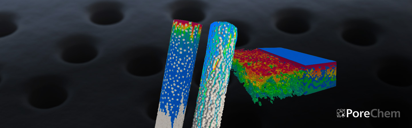 Simulation mit PoreChem. 